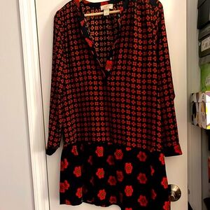 Loft [outlet] flowers red and navy dress- petite medium